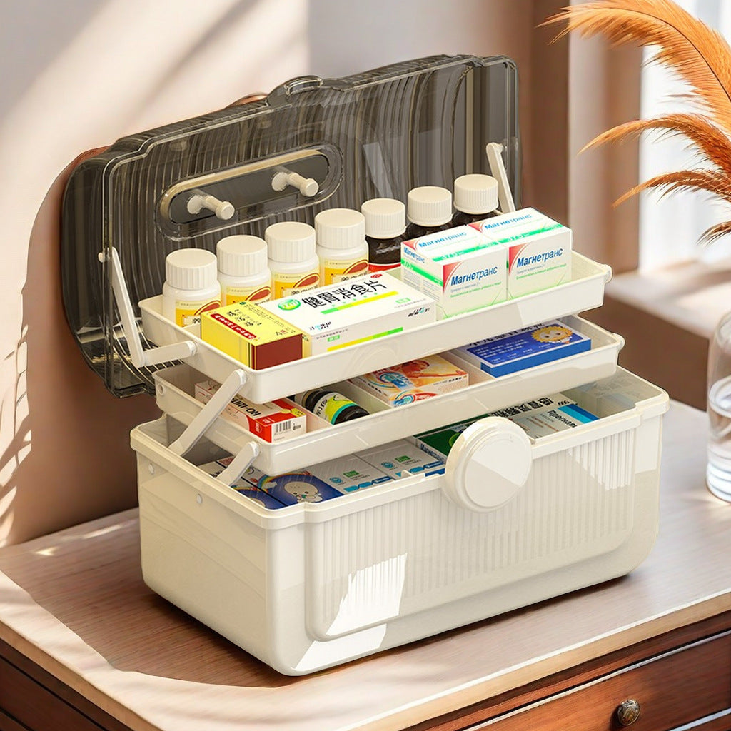 Medicine box storage box household portable multi-layer medical box home version medicine box large capacity transparent medicine storage box