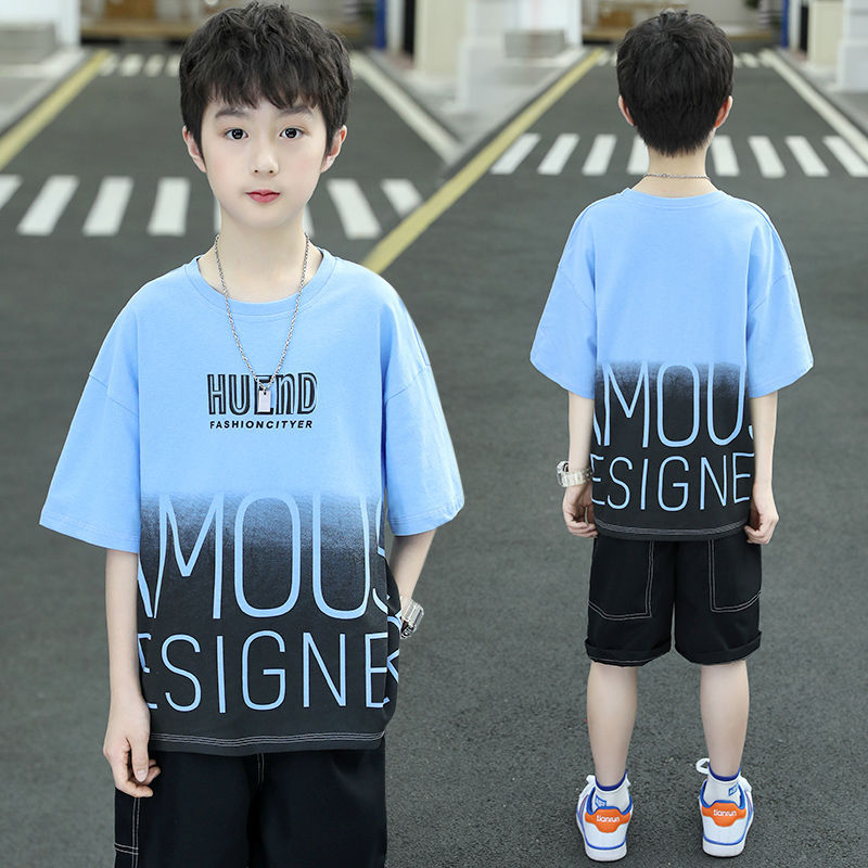 Boys' summer outfit set:  new trendy & stylish kids' summer clothes, short-sleeve two-piece set for boys