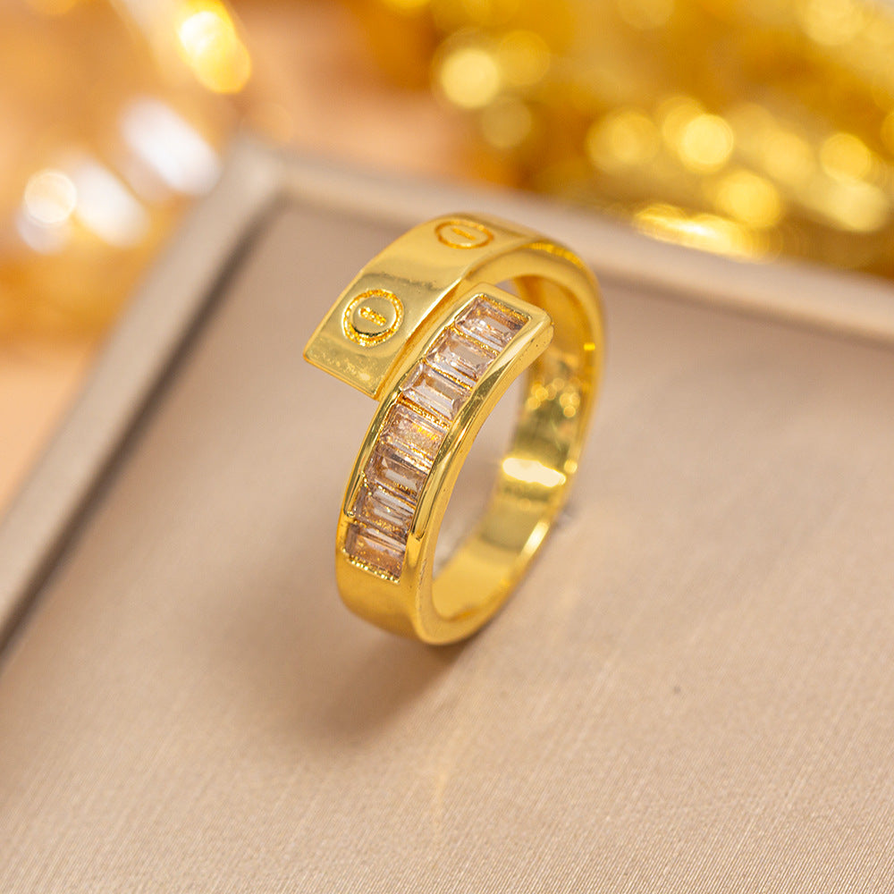 hot-selling design, full of diamonds, inlaid with zircons, exquisite women's openable adjustable rings, popular fashion accessories