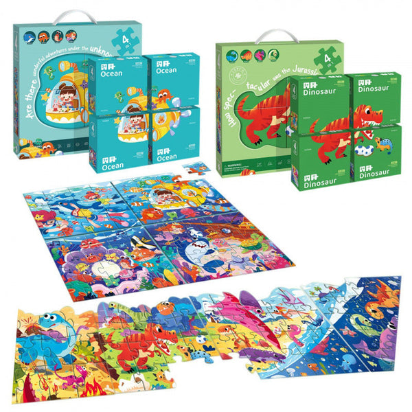 Cross-border export children's cartoon scene puzzle Arctic castle dinosaur marine fire assembly educational early education toy