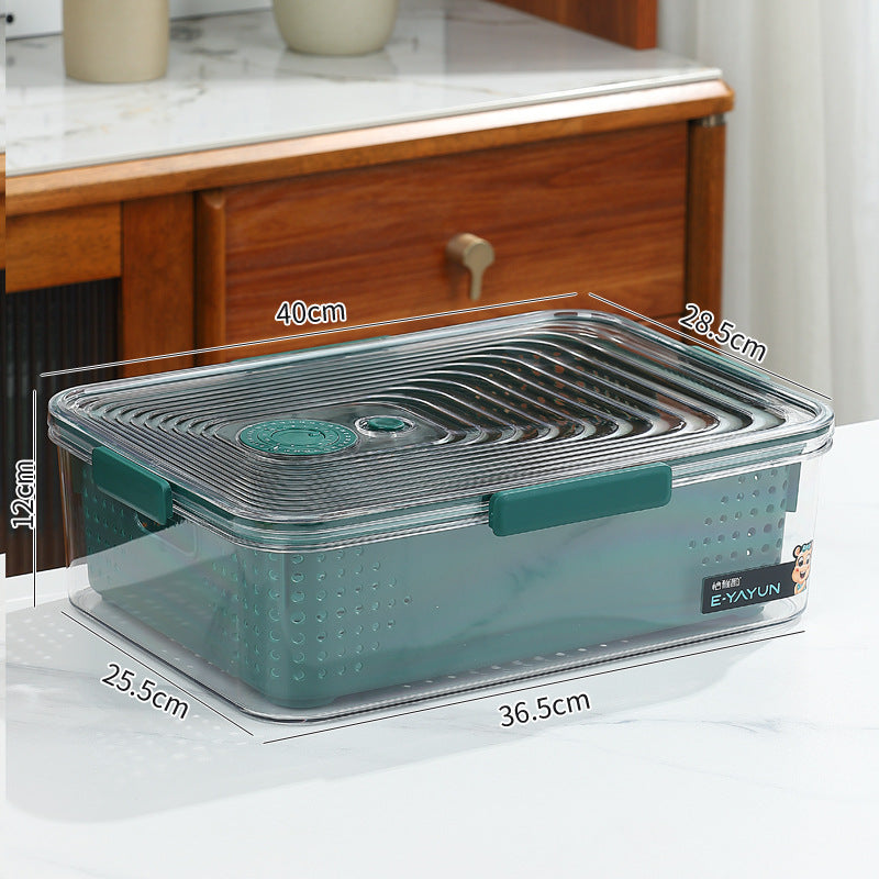 Refrigerator storage box double layer drain basket crisper pet plastic transparent thickened fruit vegetable freezer storage box