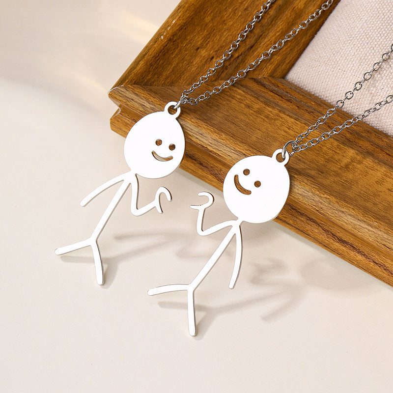 Wholesale alloy figurine pendants - european & american cross-border jewelry, niche high-end, unique couple anime layered necklaces for women