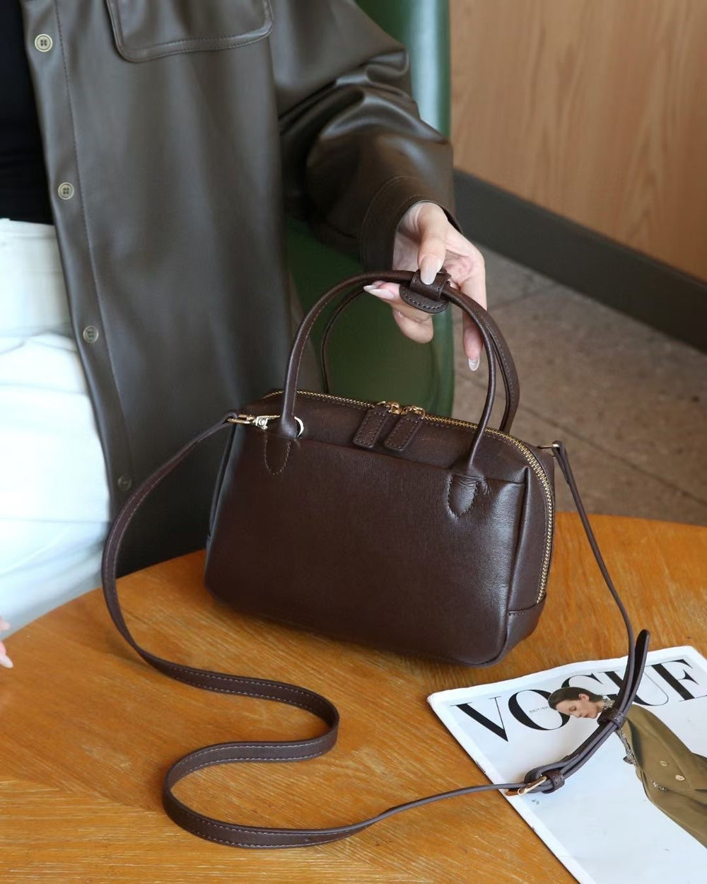 Bag 2024fall and winternew arrival bucket bag vegetable basket women's bag genuine leather satchel bag classysenseniche style crossbody bag