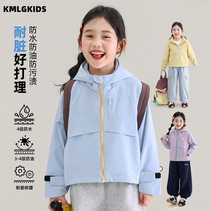 【factory wholesale】girls' outdoor windproof jacket - new autumn collection, kids' hooded outerwear for toddlers and young children - wholesale