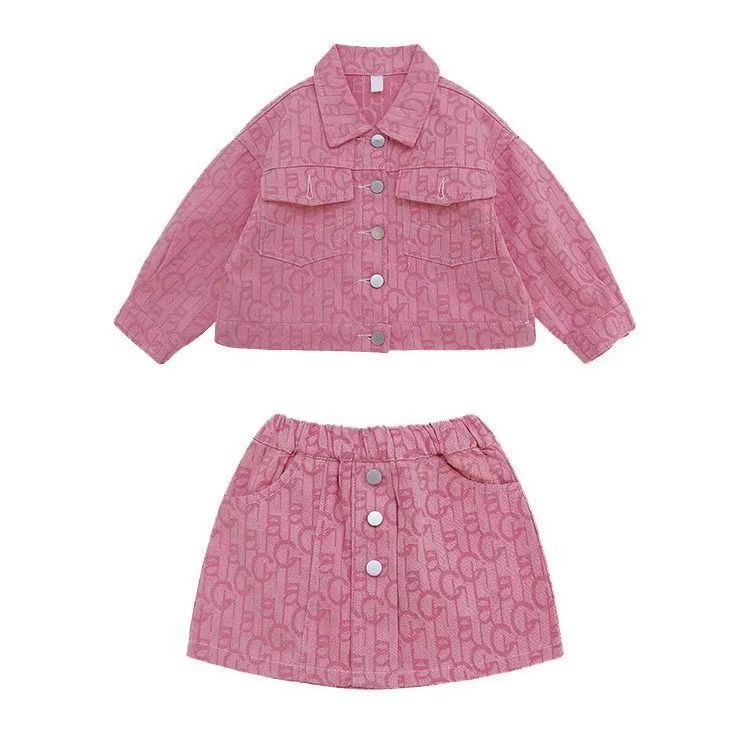 Girls' autumn outfit set  new korean style jacket & skirt two-piece fashionable kids' trendy set