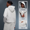 Women's fall/winter hooded cardigan sweatshirt - fleece lined, warm, zip-up jacket - age-defying, loose fit, casual activewear top d25130