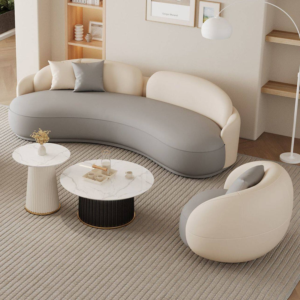 Retro small apartment leather curved sofa popular sales office negotiation accessible luxury technology cloth clothing store reception sofa
