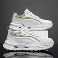 Breathable men's leather running shoes - spring collection, shock-absorbing, soft sole, lightweight, trendy dad shoes for teens and students
