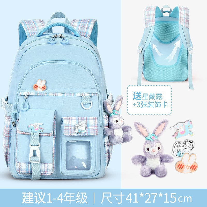 New cute and lightweight waterproof and load-reducing children's backpack, women's first to sixth grade backpack, children's school bag
