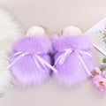 Baotou furry slippers for women outwear2024fall and winternew arrivalbows imitation fox fur fairy style flats cotton slippers