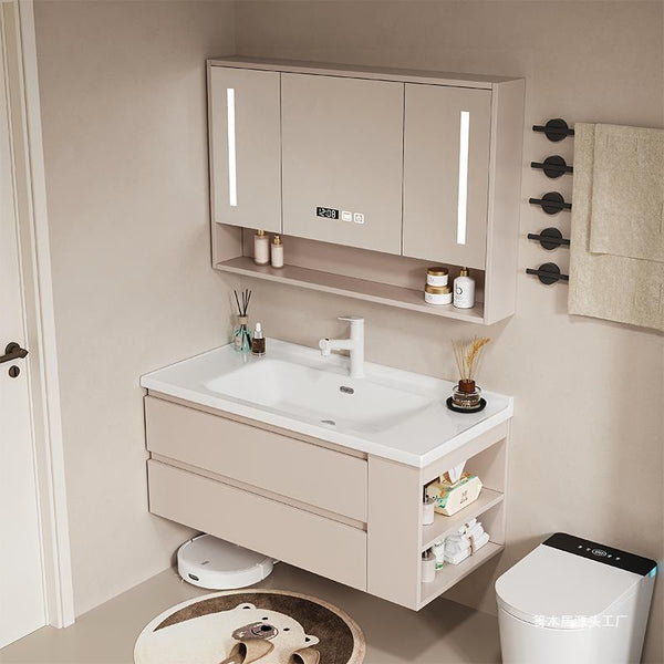 Internet celebrity modern simple ceramic integrated basin bathroom cabinet combination hand wash washbasin cabinet bathroom set toilet wash