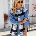 European and american style women's clothing cross-border e-commerce new arrival  independent website washed black and white plaid casual denim long sleeve jacket