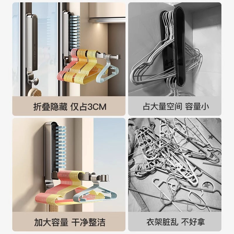 Indoor punch-free wall-mounted clothes hanger storage rack retractable balcony for homefoldable clothes drying rack storage rack
