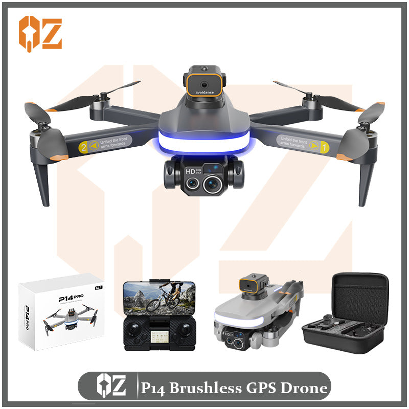 P14pro brushless drone - gps auto-return, hd aerial photography, long-endurance obstacle avoidance remote control aircraft