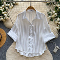 Korean style fashionable niche versatile satin blouse for women,  summer high-end slimming commute chic short top