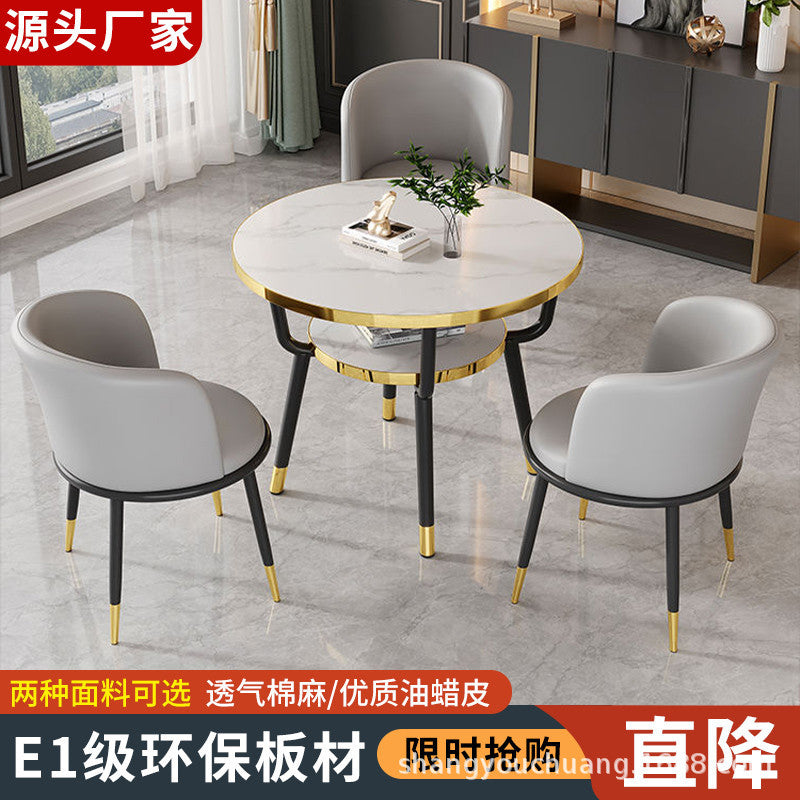 Casual negotiation balcony casual table and chair reception office coffee shop sales office rest area double-layer for home small round table