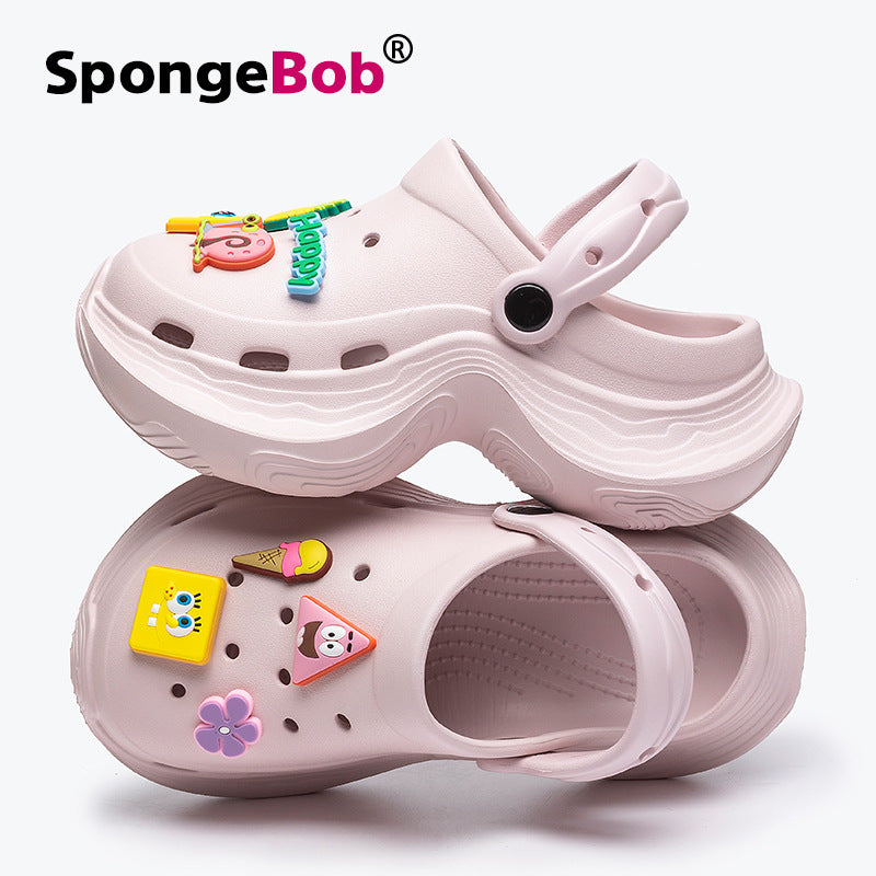 Spongebob women's clogs - summer outdoor thick-soled adult sandals - non-slip beach shoes with closed toe