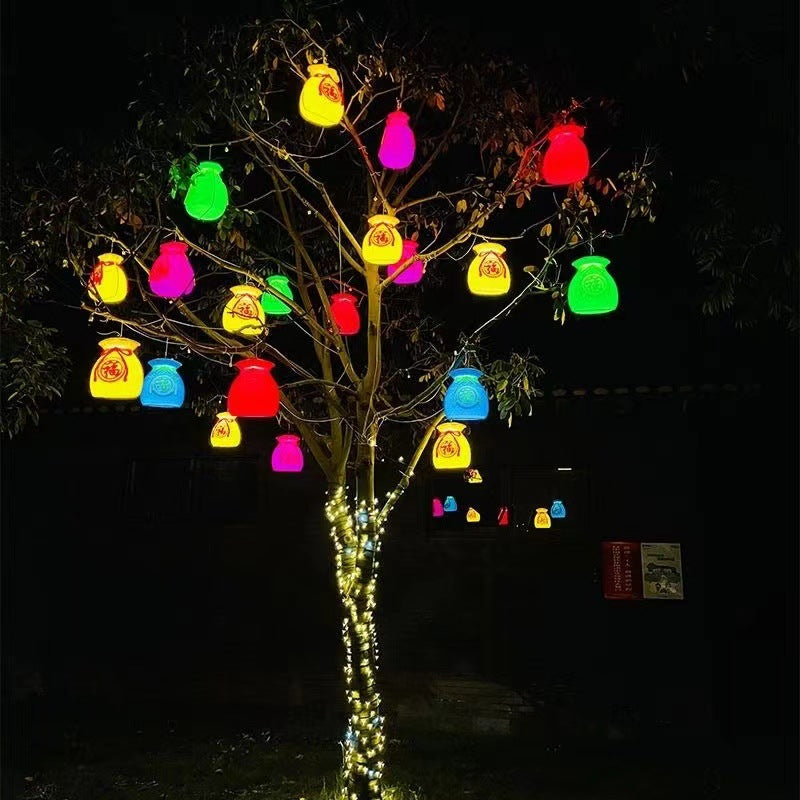 2023 new 3D three-dimensional lucky bag modeling light outdoor lighting tree light decorative light New Year's holiday atmosphere layout