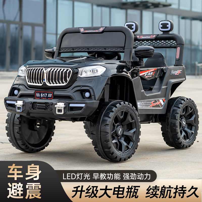 Manufacturer wholesale four-wheel drive toy car can sit double seat remote control off-road stroller, children's electric vehicle four-wheeled car