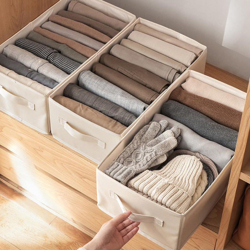 New cotton and linen storage box, cotton-padded clothes, shirts, pants storage box, double portable wardrobe storage box, foldable storage box.