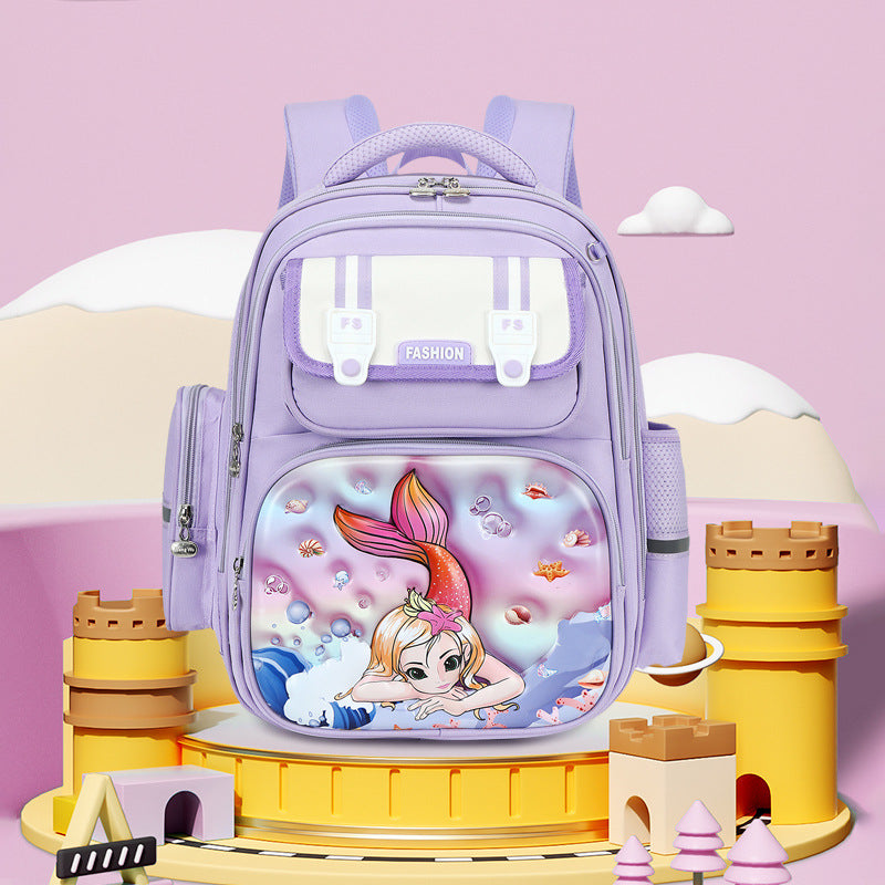 2024 cross-border school backpack for grades 3-6: large capacity, cartoon design, stylish, lightweight backpack with compartment