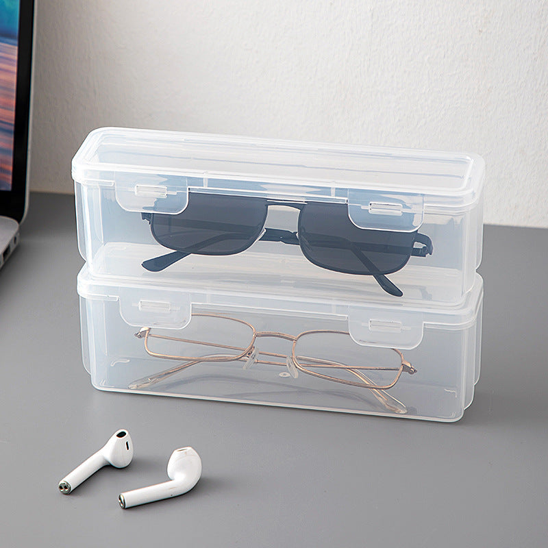 Desktop transparent dust-proof with cover glasses storage box Plastic sealing Multifunctional stackable portable sunglasses storage box