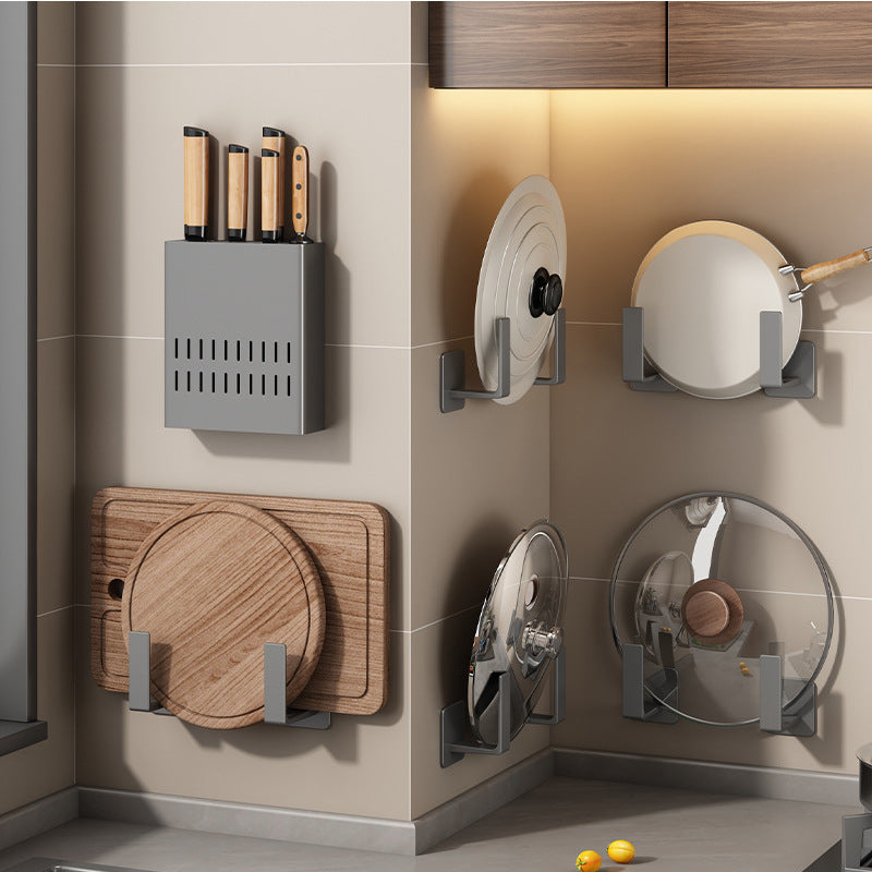 Pot lid rack, wall-mounted non-punching cutting board rack, kitchen wall chopping board placement artifact, household cutting board storage rack