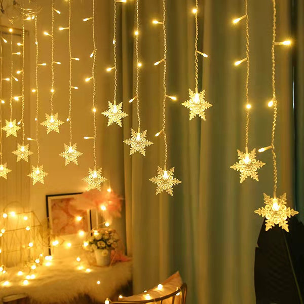 LED Snowflake Ice Bar Light String Christmas New Decorative Light Snowflake Curtain Light Festival Wedding Light