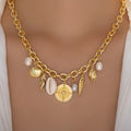 Wholesale necklaces: european and american casual & vacation style, high-end seashell necklaces, faux pearl conch & seahorse disc pendants