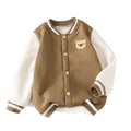 kidsjacketfall and winterheattechthickenedkhaki colorbearembroidercasualcutegirl baseball uniformoutwear