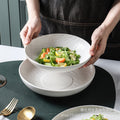 European-style embossed pure white ceramic plate, rectangular dinner plate for western cuisine, steak plate, salad bowl, hotel display plate - wholesale