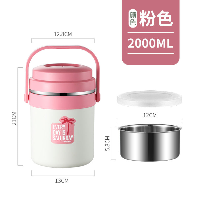 Stainless steel double-layer insulated lunch box, insulated lunch bucket, canteen food carrier, office worker meal delivery, multi-layer food container, gift