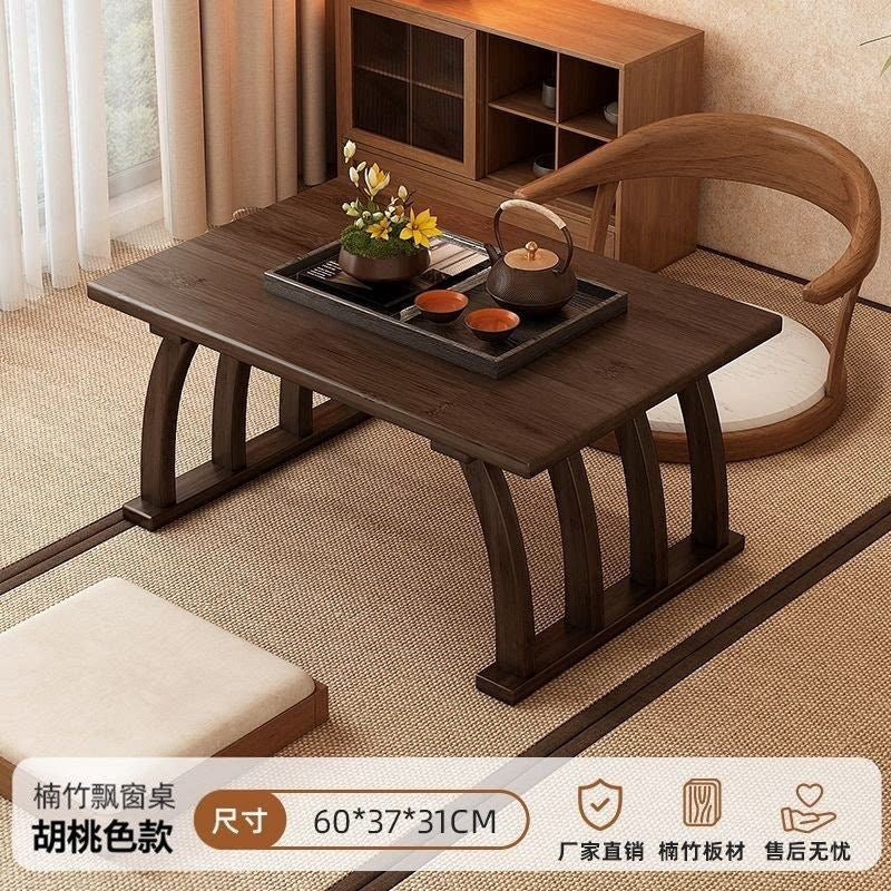 Bay window chinoiserie carpet tatami casual tea table window sill small coffee table bamboo low table kang table for home balcony