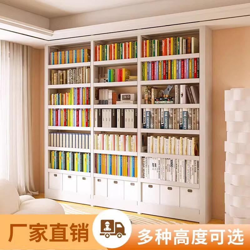 Steel library bookshelf floor-standing multi-tier storage rack organizer, integrated children's wall-mounted bookcase, living room picture book shelf