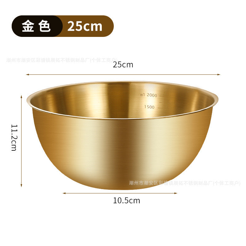 Food grade 304 stainless steel salad basin for washing vegetables, noodles and eggs, kitchen salad basin for delivery