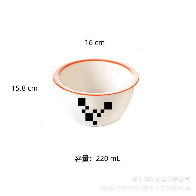 Ins scandinaviancasual style grids geometric fragments creative design color block paint bowl stylish color ceramic bowl