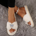 rhinestone butterfly furry slippers women's foreign trade large size new arrival home indoor and outdoor heattechfashion cotton slippers for women