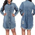 new arrival: plus-size women's denim jacket with tassels and distressed details - long sleeve, perfect for cross-border e-commerce (us & europe). direct from  source factory