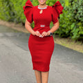 D580 european and american cross-border summer round neck lotus leaf sleeve studded hip-hugging dress party banquet cut out foreign trade dress