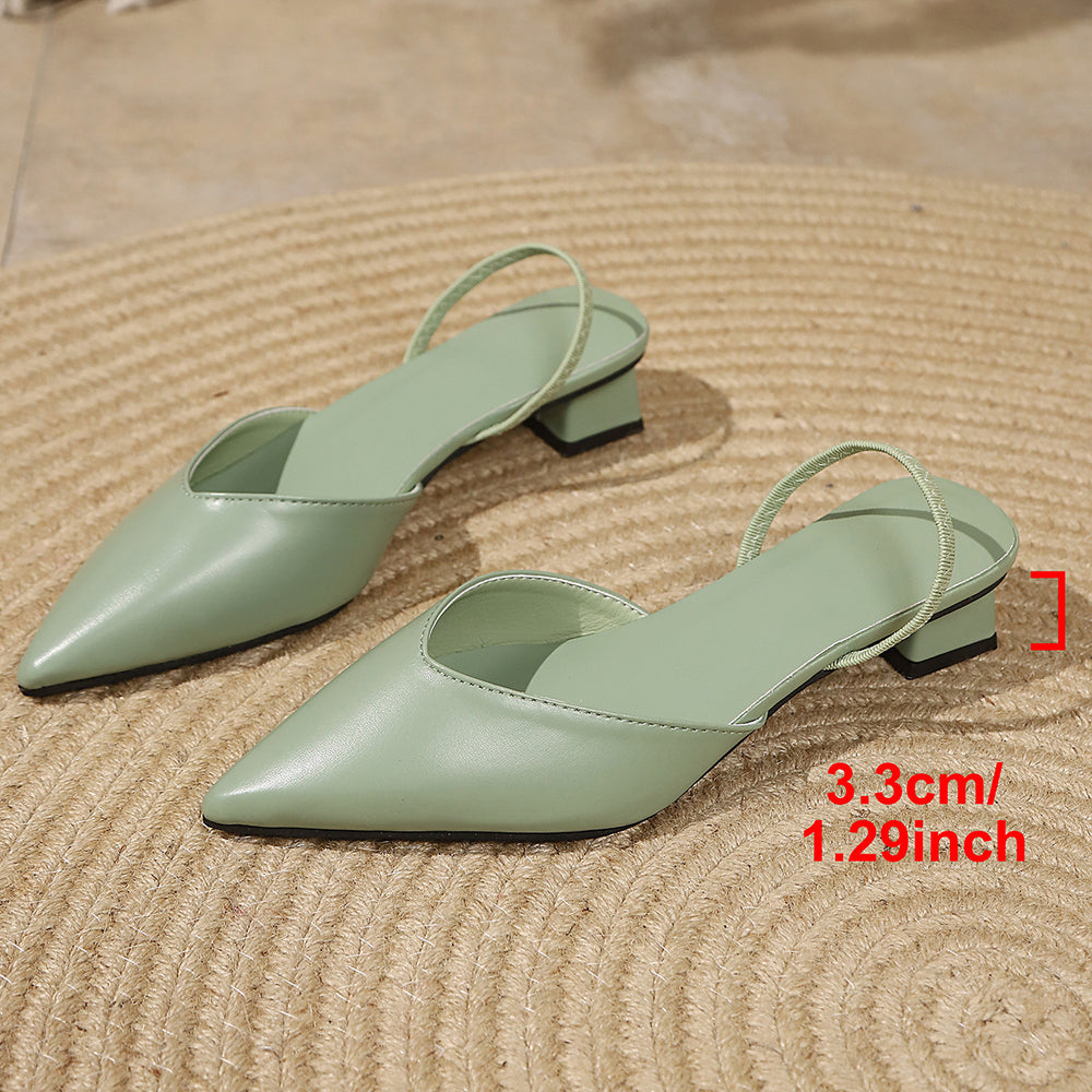 Exportplus size women's shoes 2026 spring and summer new arrival pointed thick heel medium heel flats women's back empty toe cap sandals women