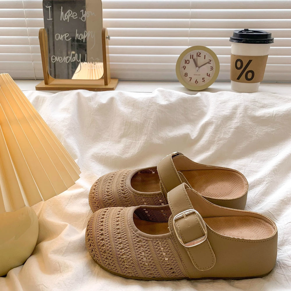 Thick sole hidden heel toe half slippers women's outwear 2026new arrivalsummercut out sandals slip-on birkenstock sandals