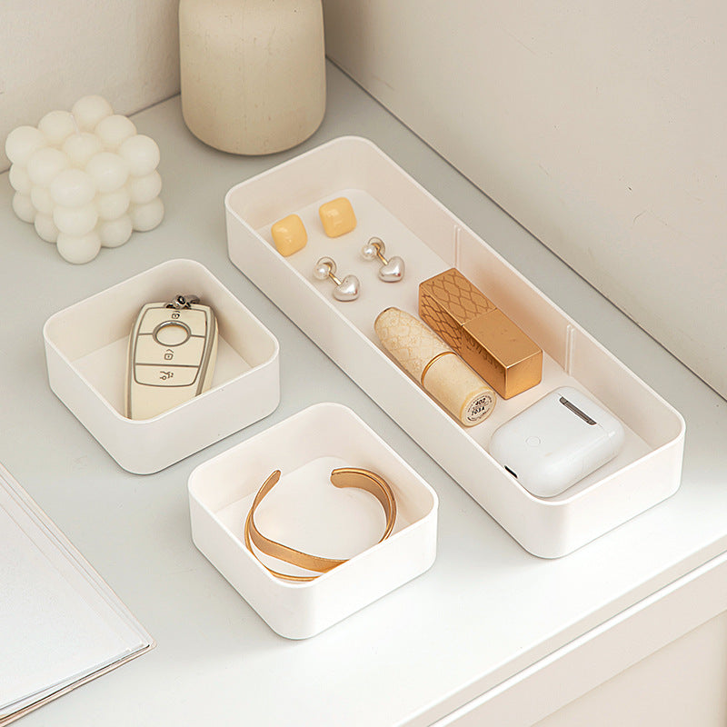 Separate sundries storage box Rectangle plastic porch storage box Grid porch storage desktop strip storage box
