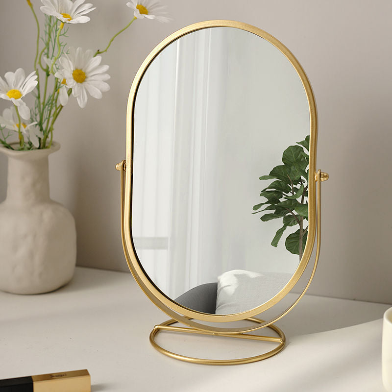 Makeup mirror desktop desktop bedroom makeup mirror can rotate 360 degrees oval mirror ins style dormitory dressing mirror