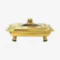 Stainless steel gold four-plate warming tray with printed combination lid - buffet warming cabinet for home, hotel, and restaurant use - wholesale from manufacturer
