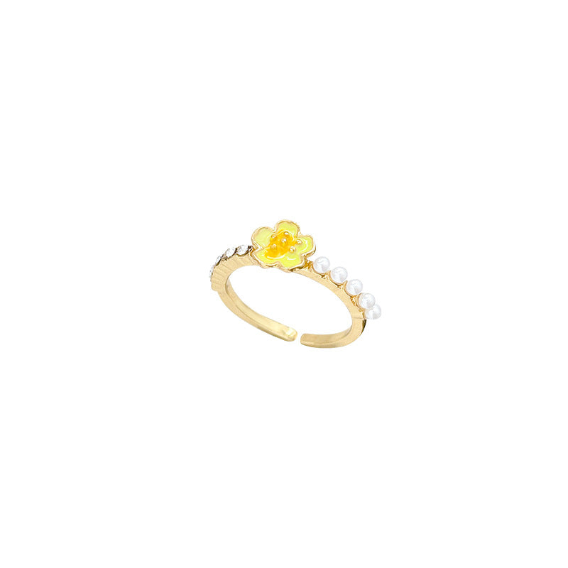 Daisy pearl ring for women, 2026 new arrival, unique design, exquisite index finger ring, light luxury, high-end, trendy ring