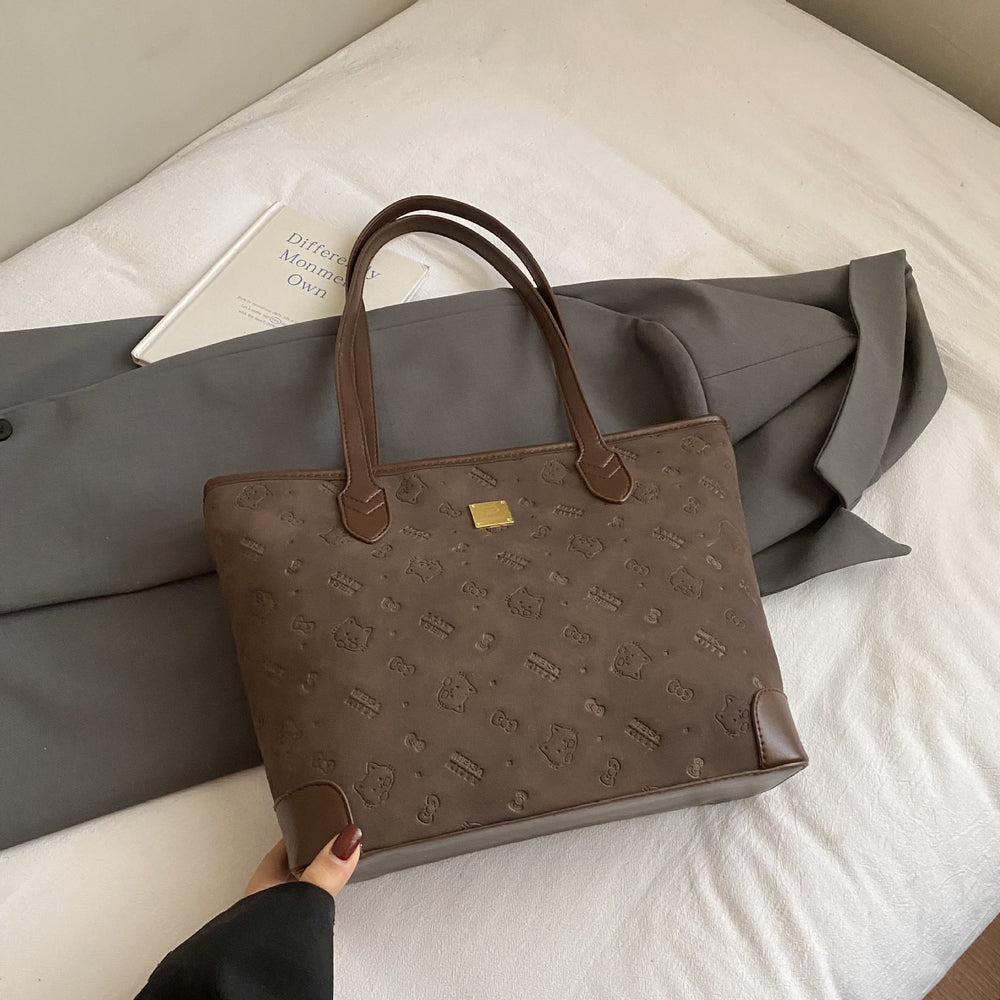 Korean style vintage shoulder bag - women's niche design, embossed texture, underarm bag, large capacity tote