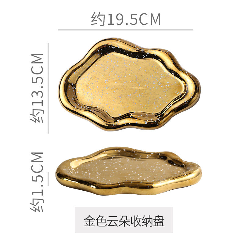 Inspopular photo props jewelry storage tray display tray electroplated silver tray accessible luxury ceramic jewelry ornaments
