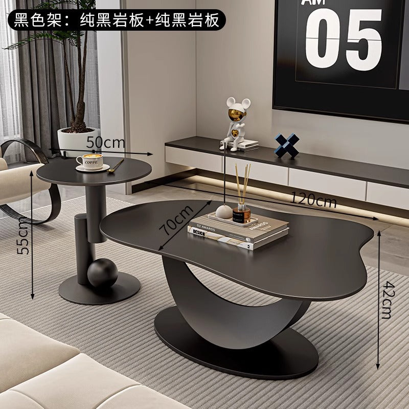 Modern minimalist rock slab coffee table - perfect for small spaces, living rooms, and home use. new irregular cloud-shaped design