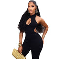 European and american style cross-border casual activewear women's workwear cutout bodycon solid color jumpsuit backless low-rise long romper