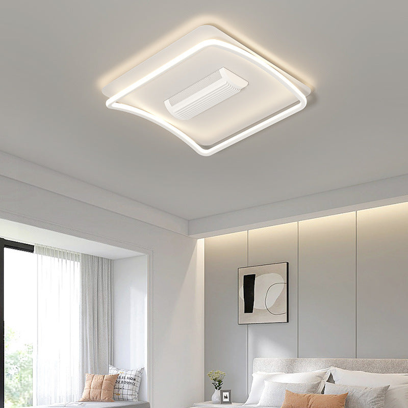 Living room bladeless fan light modern simple wavy line eye protection bedroom ceiling light whole house fan lighting package